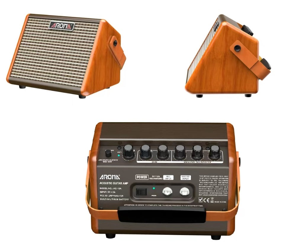 AG-15A 15W Taşınabilir Akustik Gitar Amfisi – Bluetooth & USB Şarjlı
